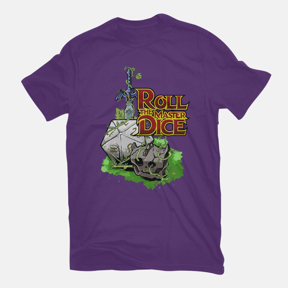 Roll The Master Dice Graphic T-Shirt in purple, flat-lay product view