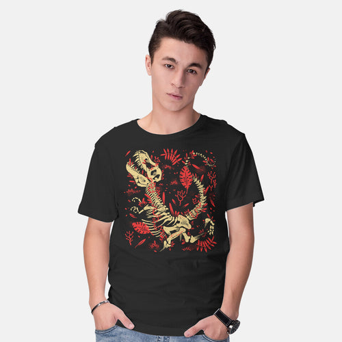 Model wearing black Jurassic Rex Graphic T-Shirt