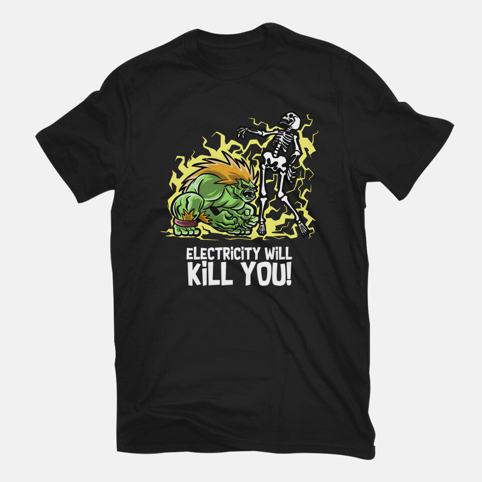 Electricity Will Kill You Graphic T-Shirt in black, flat-lay product view