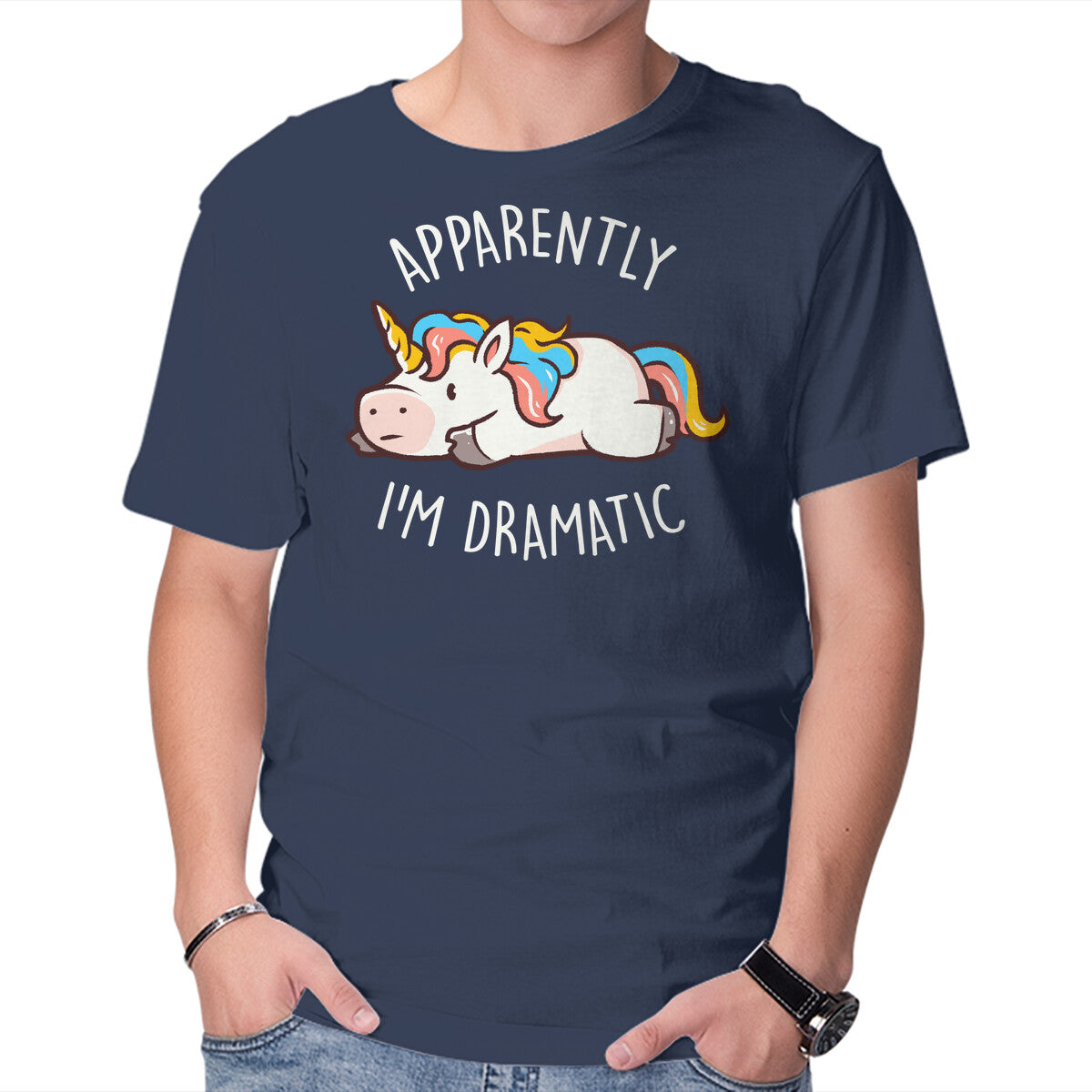 Apparently I'm Dramatic – Animal Graphic T-Shirt in navy, product display