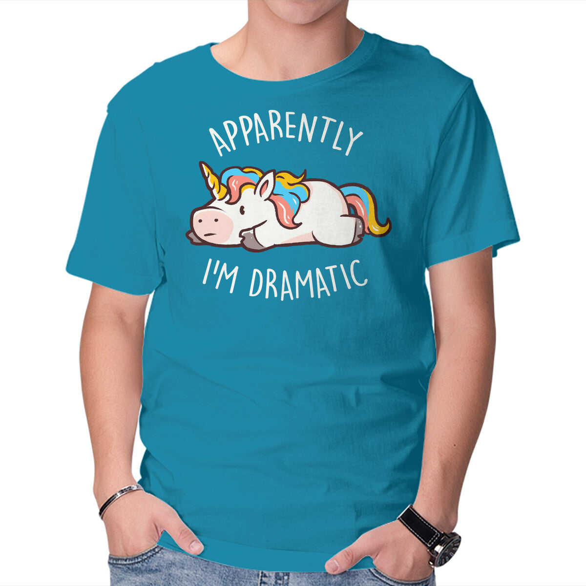 Apparently I'm Dramatic – Animal Graphic T-Shirt in turquoise, product display