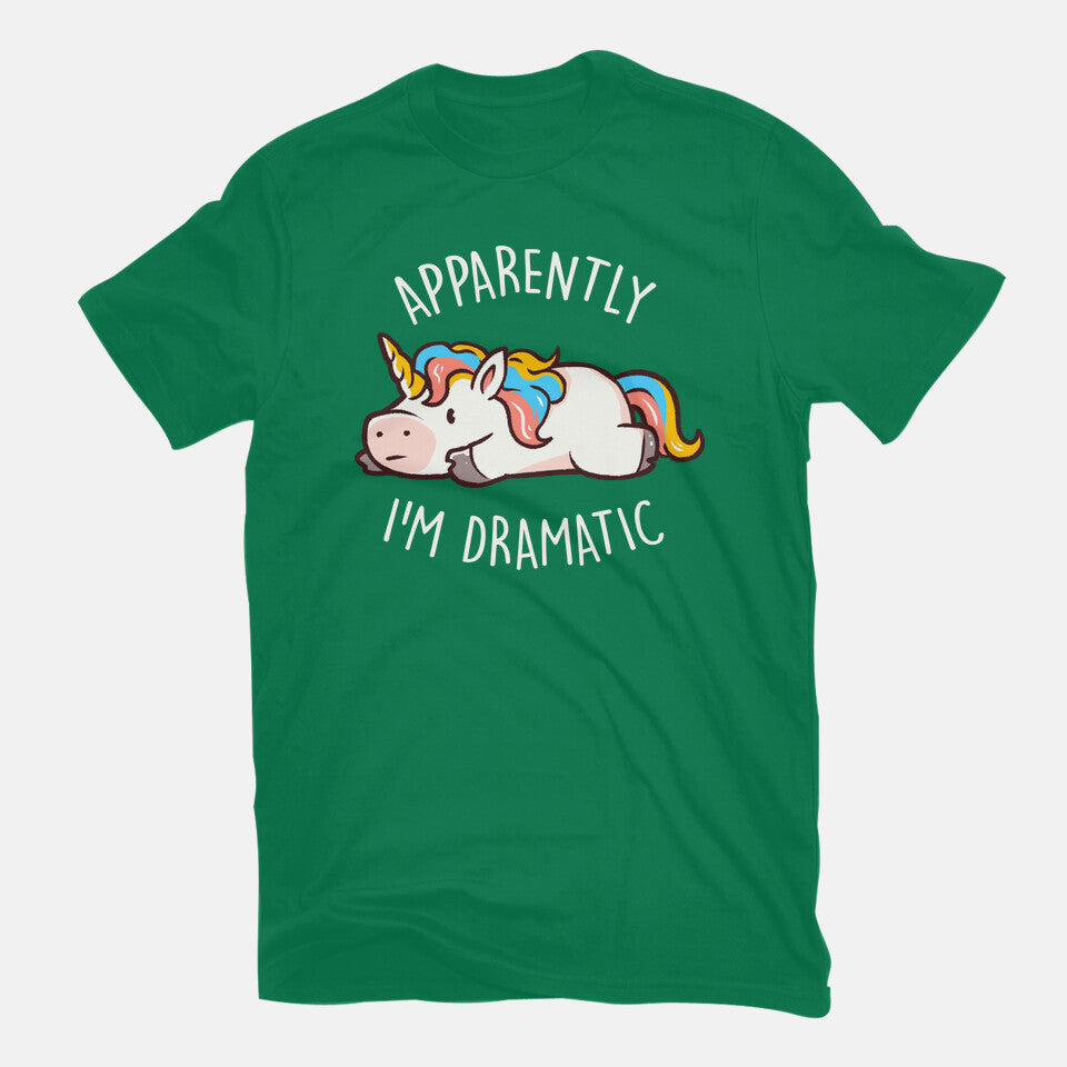 Apparently I'm Dramatic – Animal Graphic T-Shirt in green, flat-lay product view
