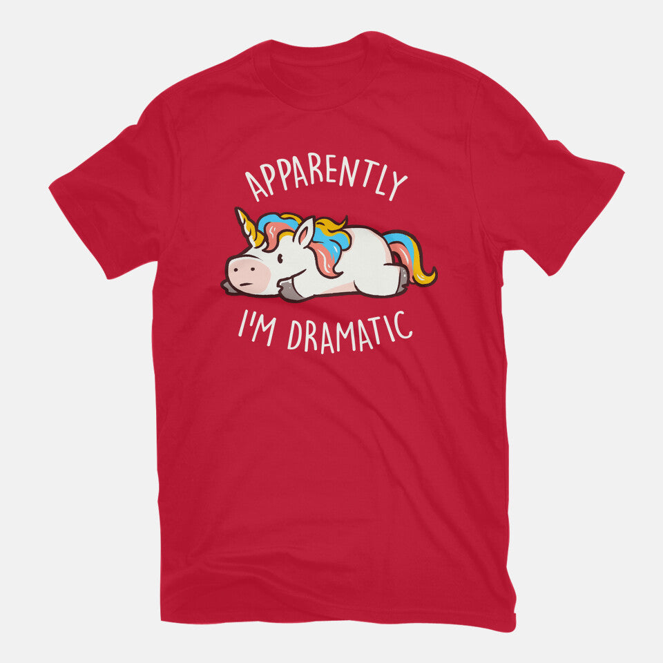 Apparently I'm Dramatic – Animal Graphic T-Shirt in red, flat-lay product view