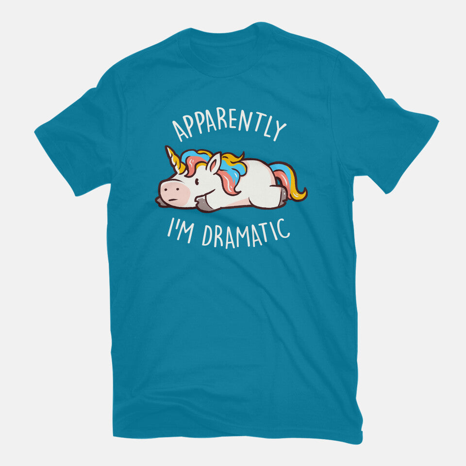 Apparently I'm Dramatic – Animal Graphic T-Shirt in turquoise, flat-lay product view