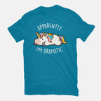 Apparently I'm Dramatic – Animal Graphic T-Shirt in turquoise, flat-lay product view