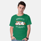 Model wearing green Apparently I'm Dramatic – Animal Graphic T-Shirt