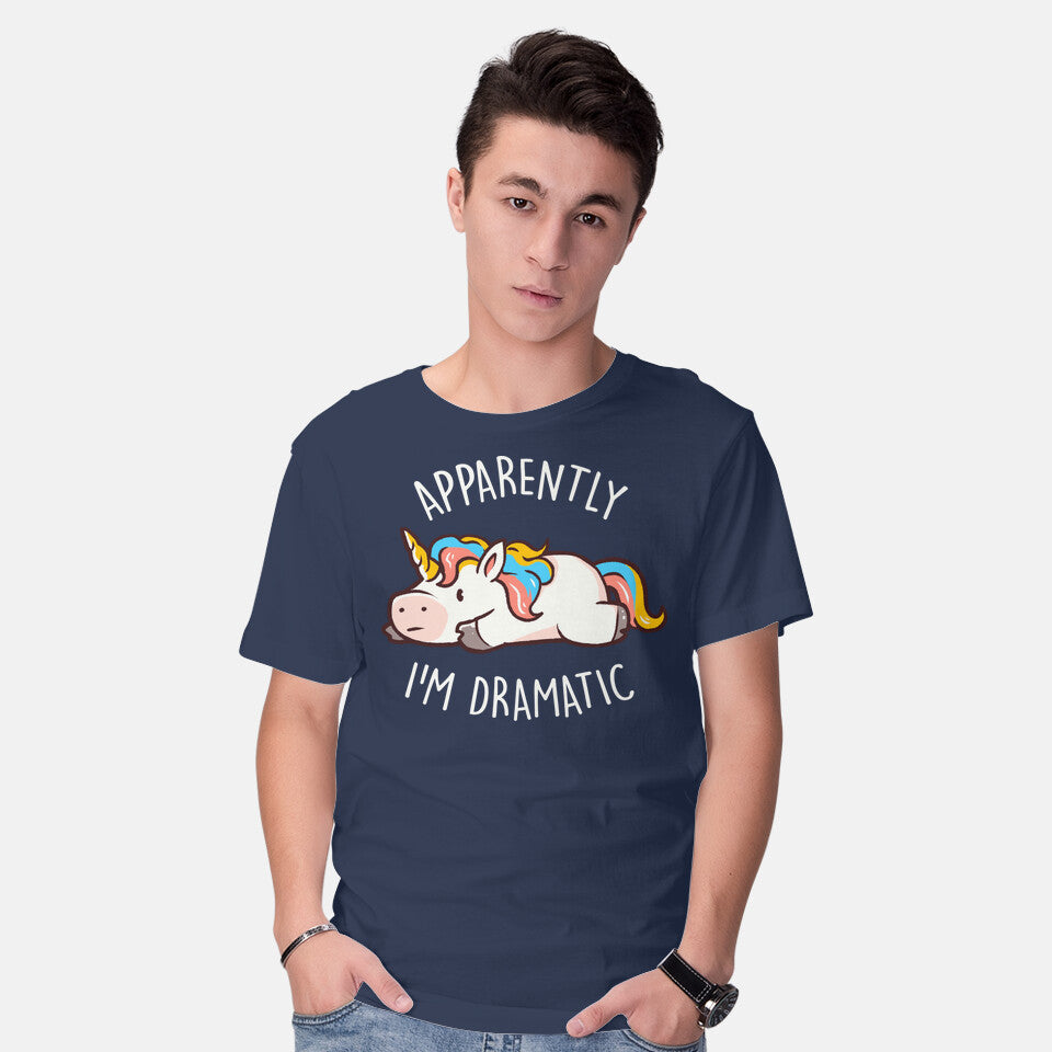Model wearing navy Apparently I'm Dramatic – Animal Graphic T-Shirt
