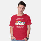 Model wearing red Apparently I'm Dramatic – Animal Graphic T-Shirt