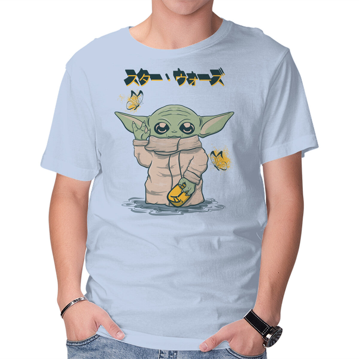 Yoda Neko – Sci-Fi Graphic T-Shirt in blue, product display