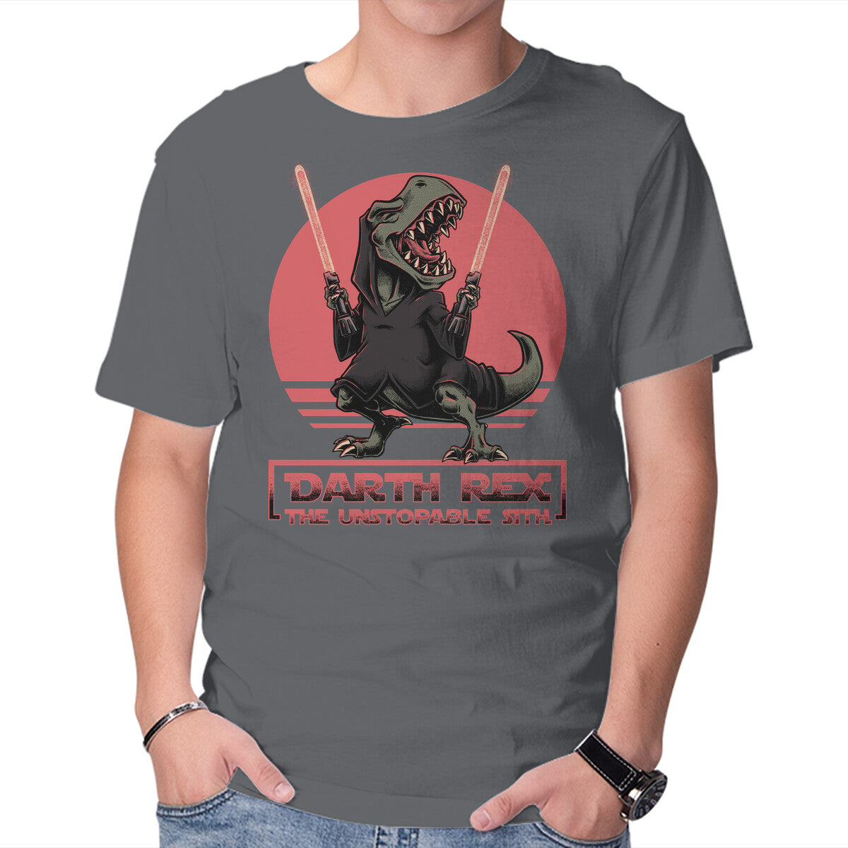 Darth Rex – Sci-Fi Graphic T-Shirt in charcoal, product display