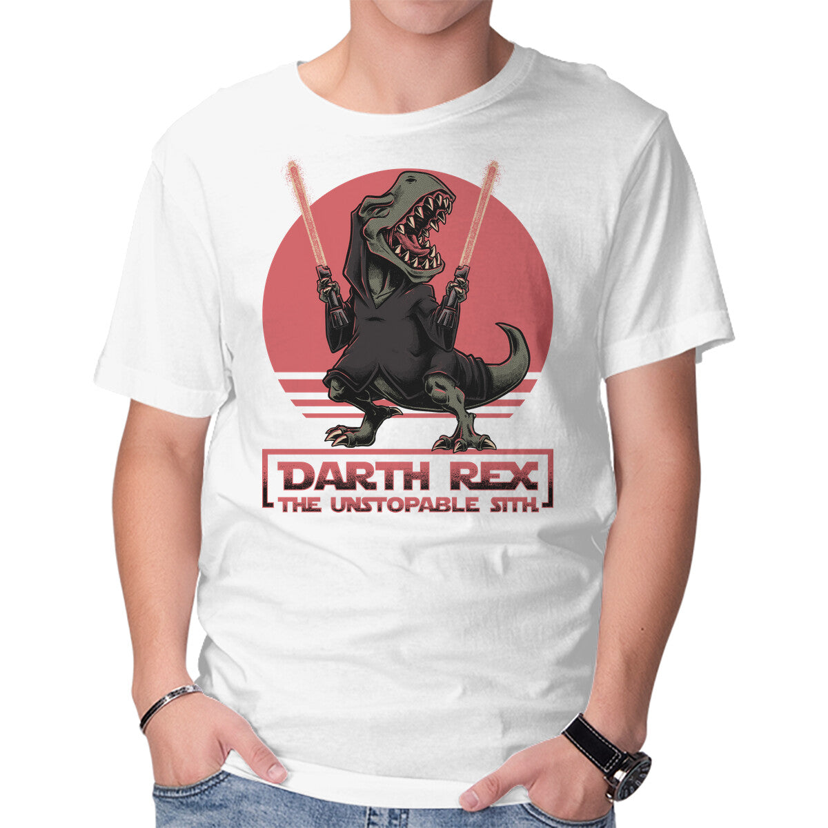 Darth Rex – Sci-Fi Graphic T-Shirt in white, product display