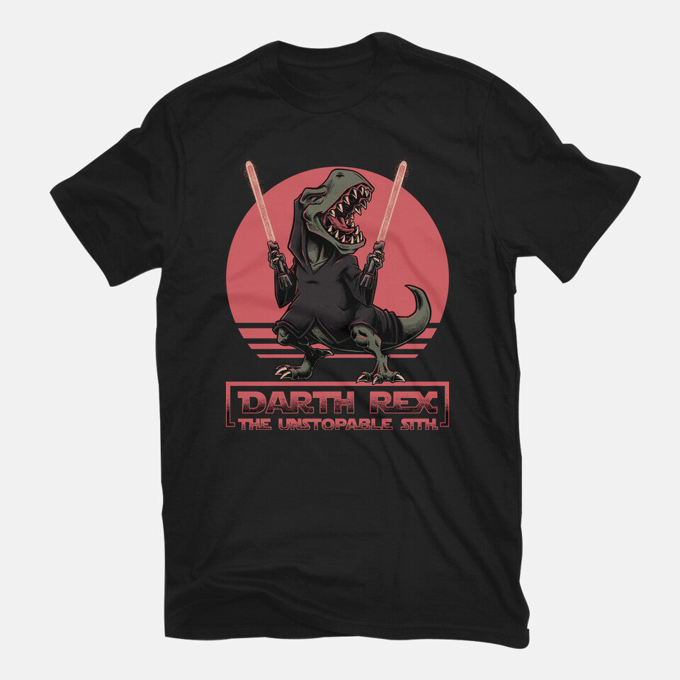 Darth Rex – Sci-Fi Graphic T-Shirt in black, flat-lay product view
