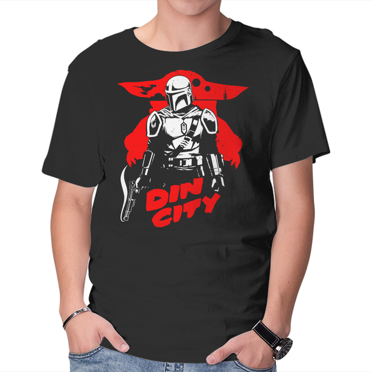 Din City – Sci-Fi Graphic T-Shirt in black, product display