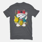 Champ Cat – Anime Graphic T-Shirt in charcoal, flat-lay product view
