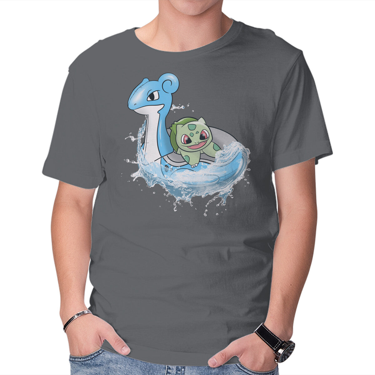 Grass Summer – Anime Graphic T-Shirt in charcoal, product display