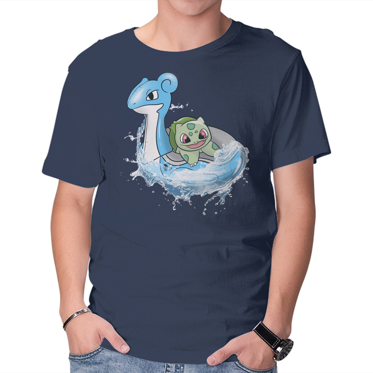 Grass Summer – Anime Graphic T-Shirt in navy, product display