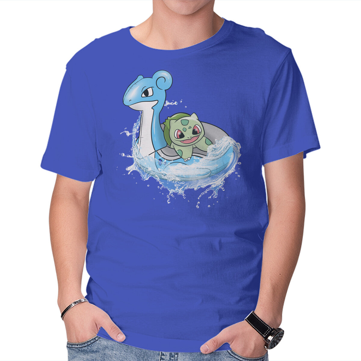 Grass Summer – Anime Graphic T-Shirt in royal blue, product display