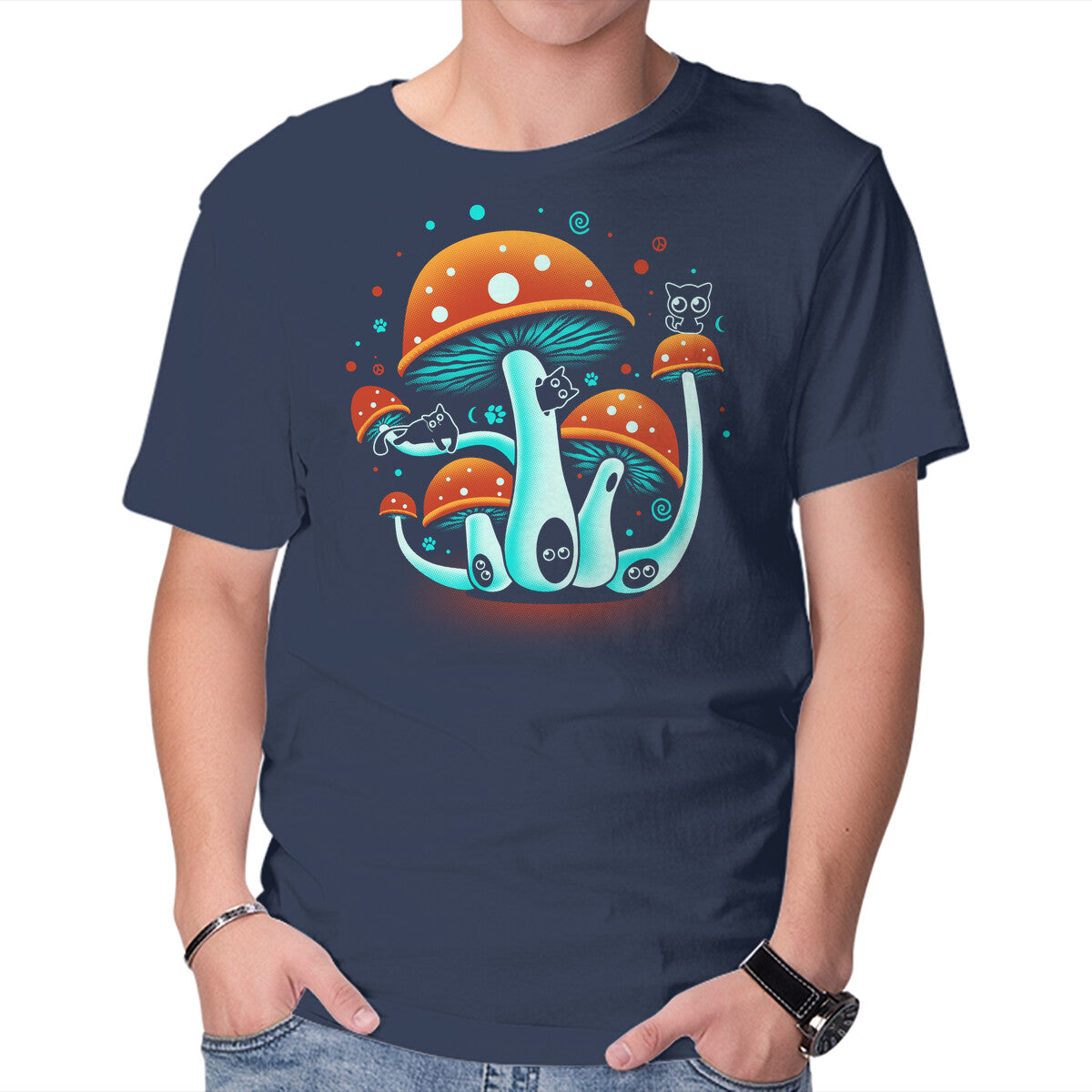 Catland – Cat Graphic T-Shirt in navy, product display