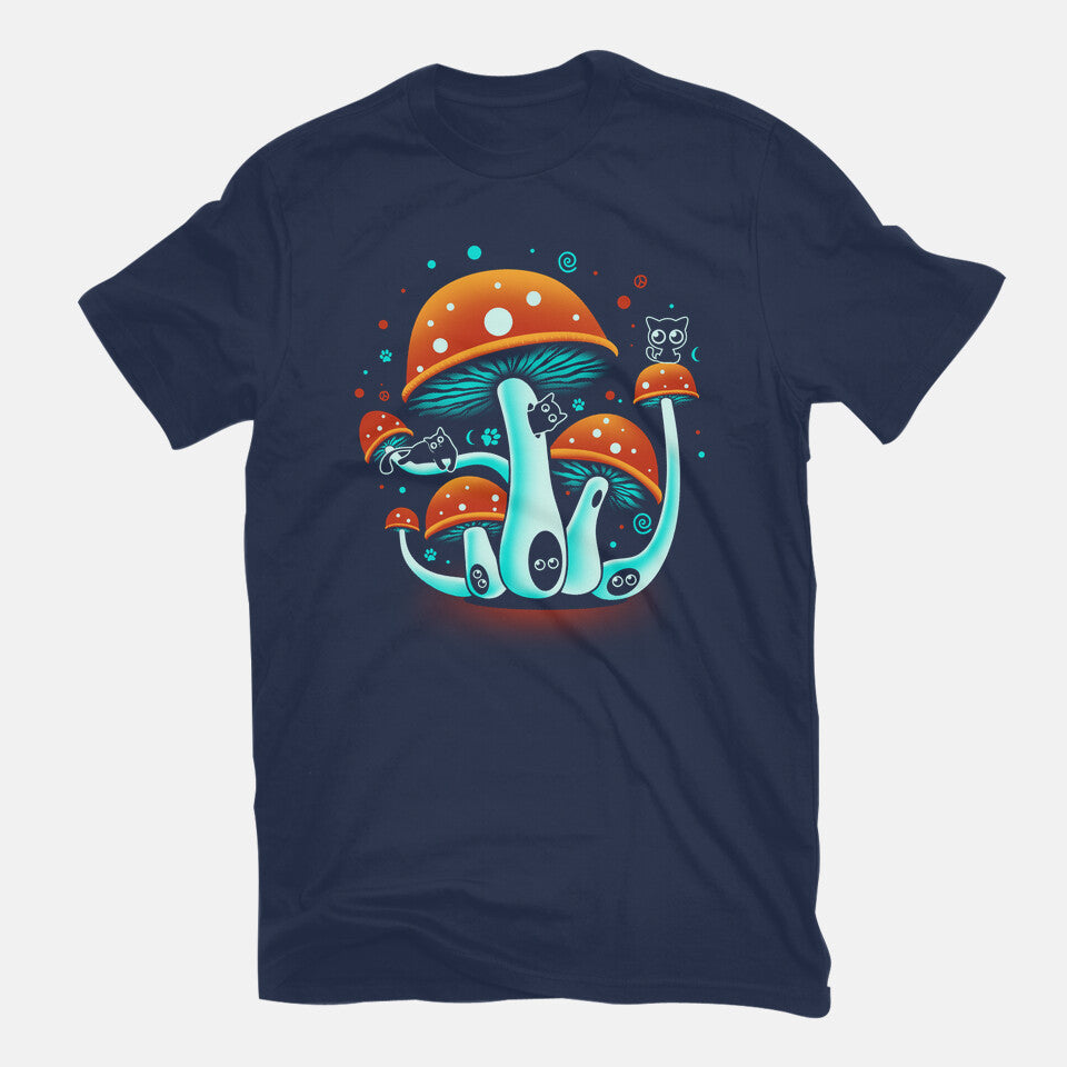 Catland – Cat Graphic T-Shirt in navy, flat-lay product view