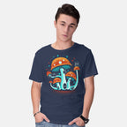 Model wearing navy Catland – Cat Graphic T-Shirt