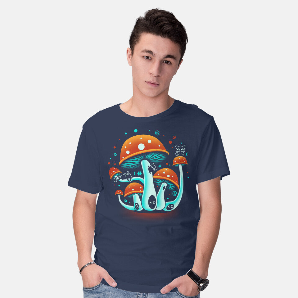Model wearing navy Catland – Cat Graphic T-Shirt