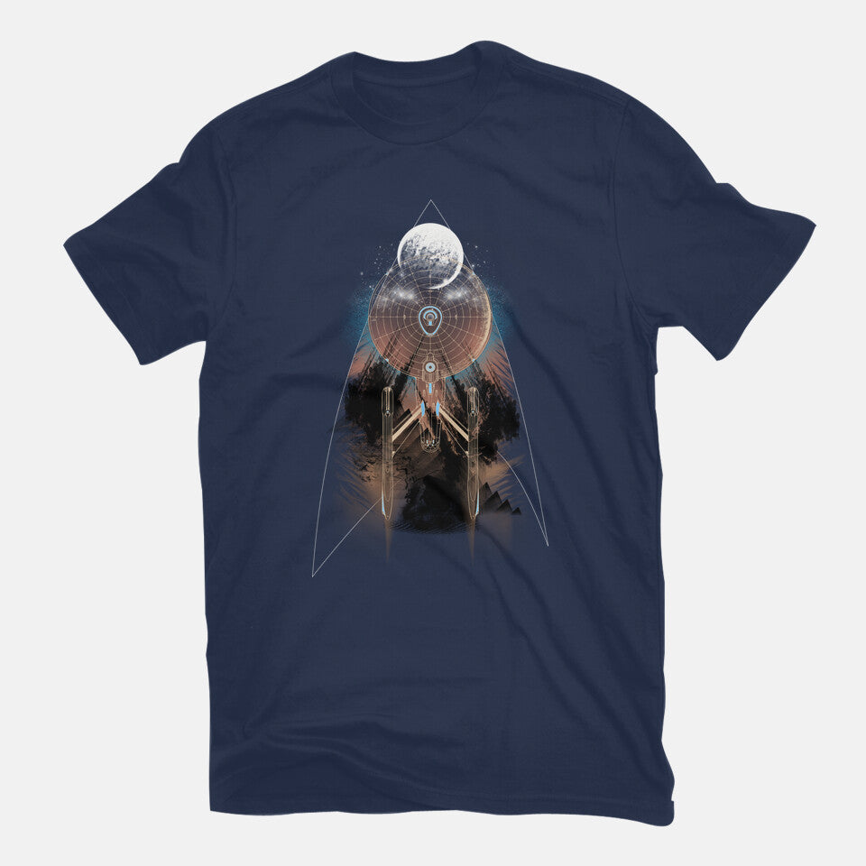 Stellar – Sci-Fi Graphic T-Shirt in navy, flat-lay product view