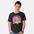 Model wearing black Daddie – Movie Graphic T-Shirt