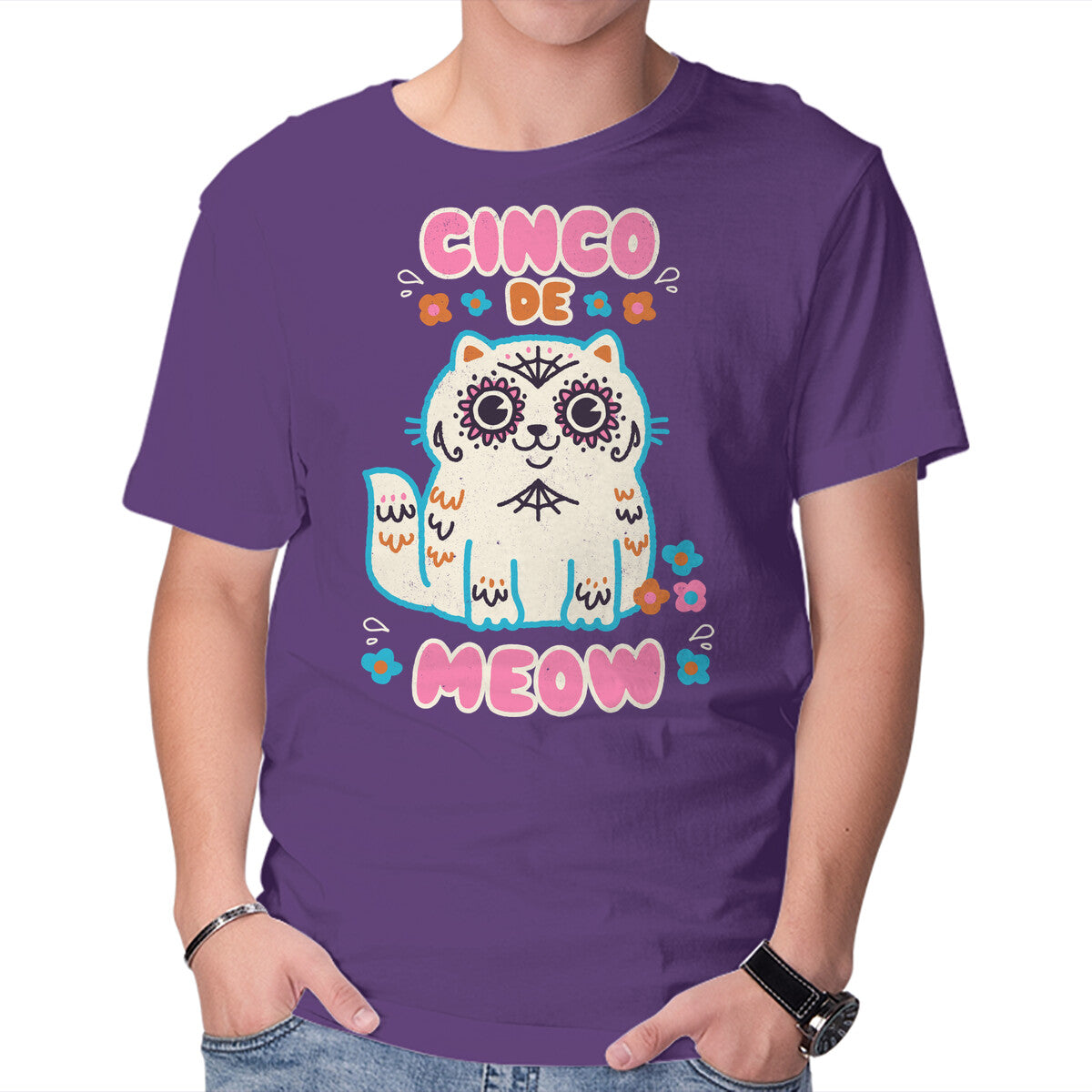 Cinco De Meow – Cat Graphic T-Shirt in purple, product display