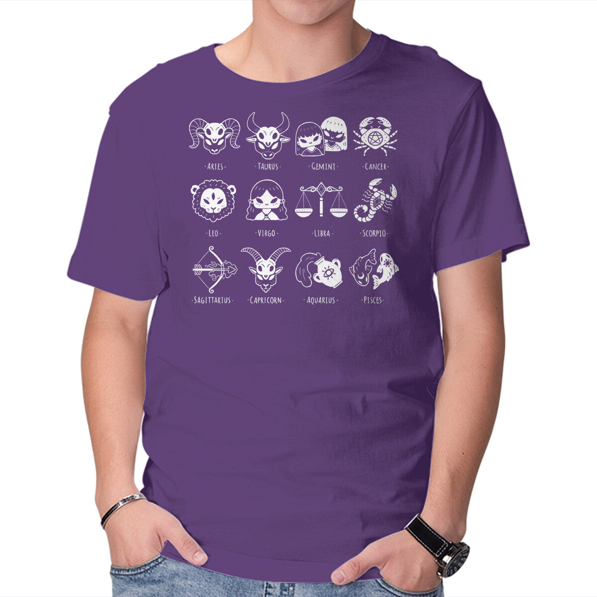 Black Zodiac – Animal Graphic T-Shirt in purple, product display
