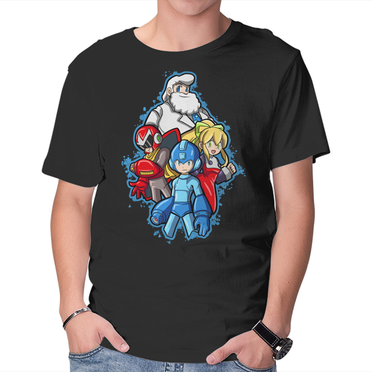 My Robot Family – Gaming Graphic T-Shirt in black, product display