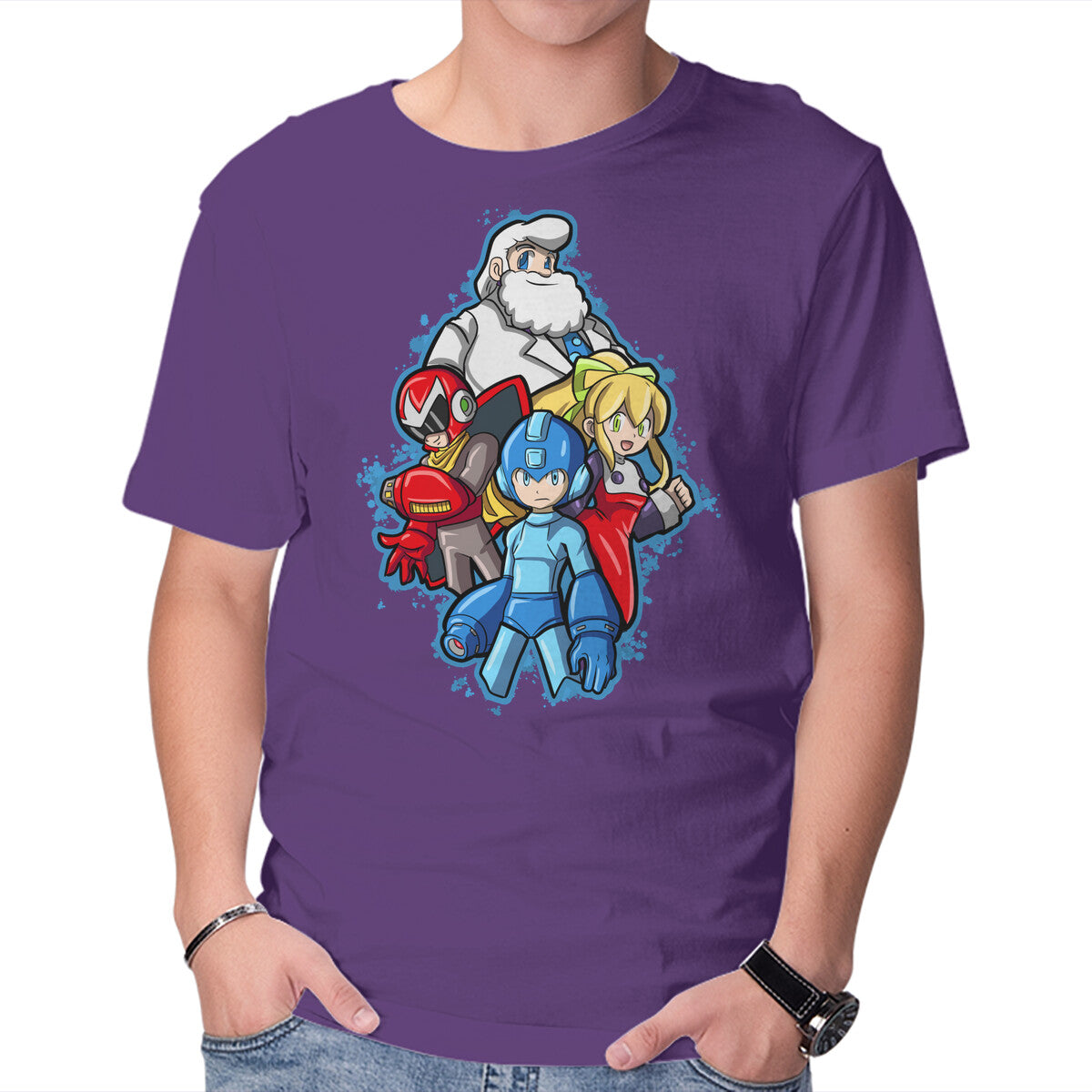 My Robot Family – Gaming Graphic T-Shirt in purple, product display