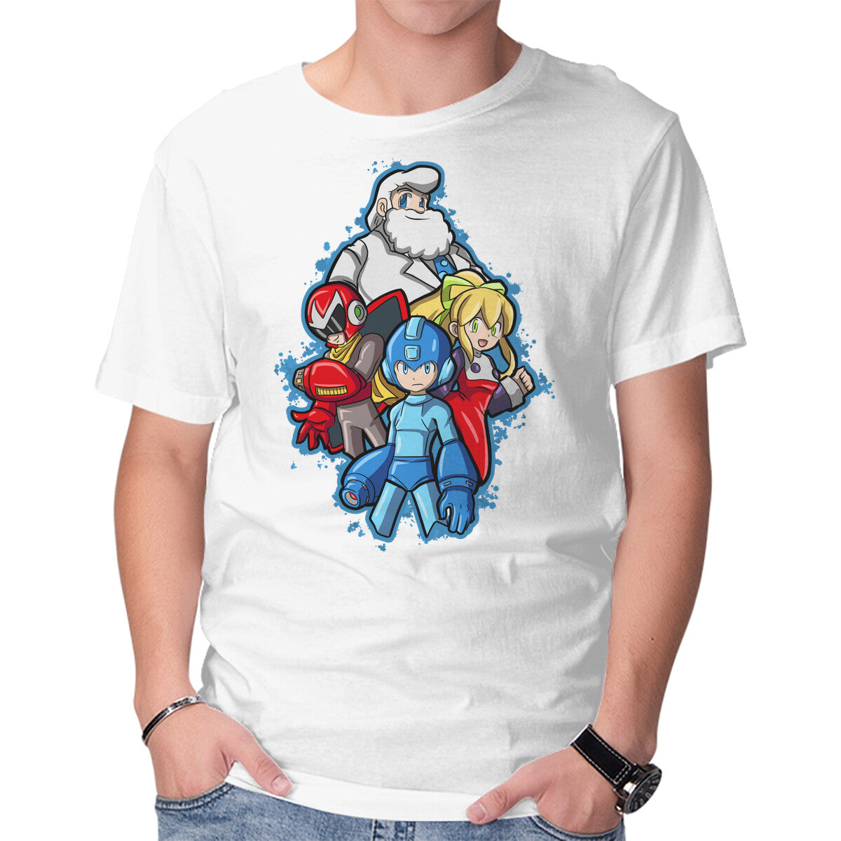 My Robot Family – Gaming Graphic T-Shirt in white, product display