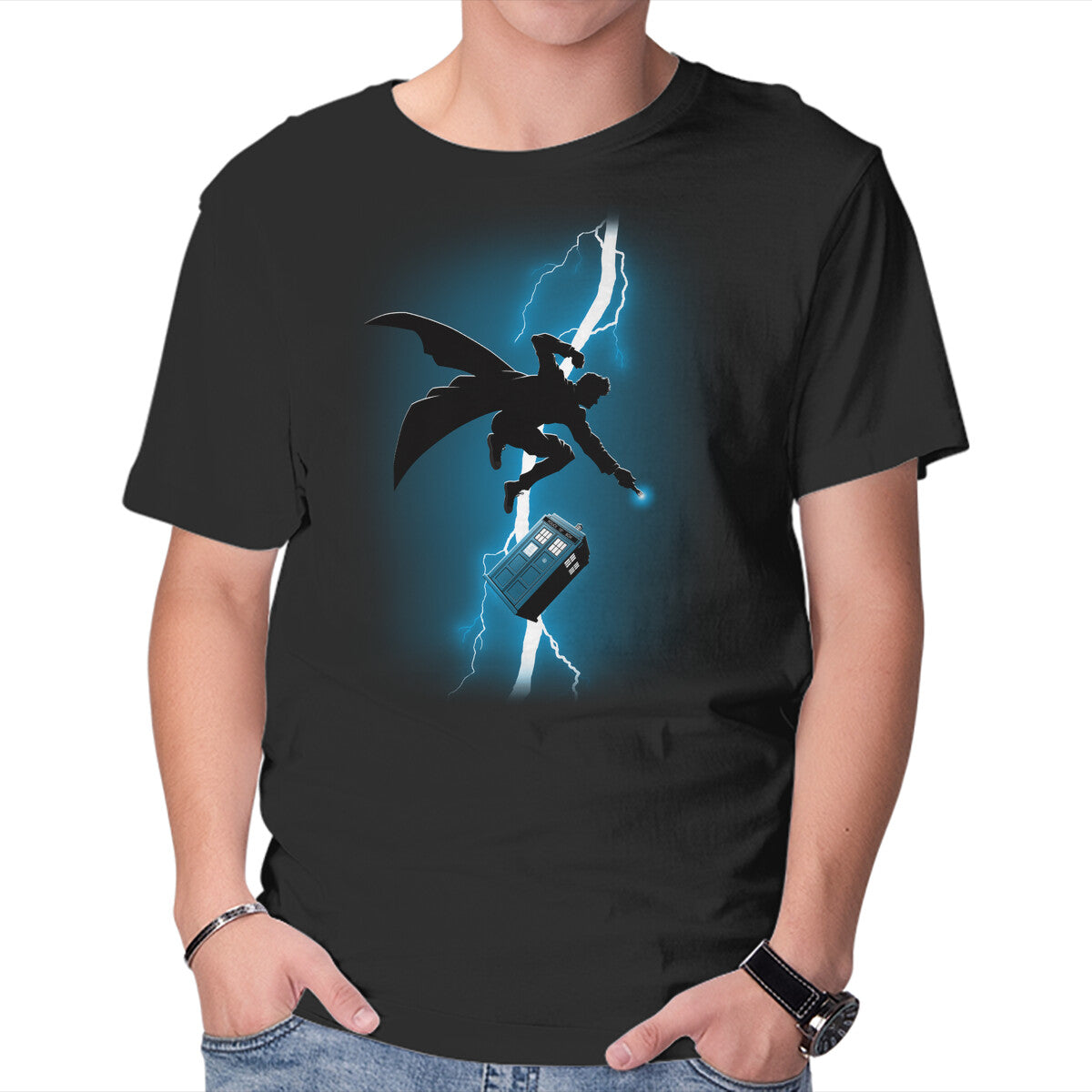 The Doctor's Return – Sci-Fi Graphic T-Shirt in black, product display