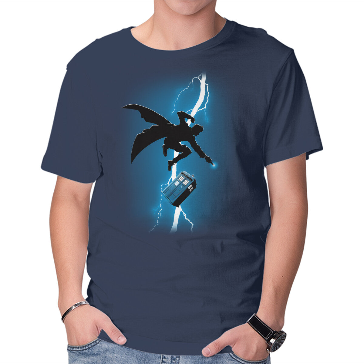 The Doctor's Return – Sci-Fi Graphic T-Shirt in navy, product display
