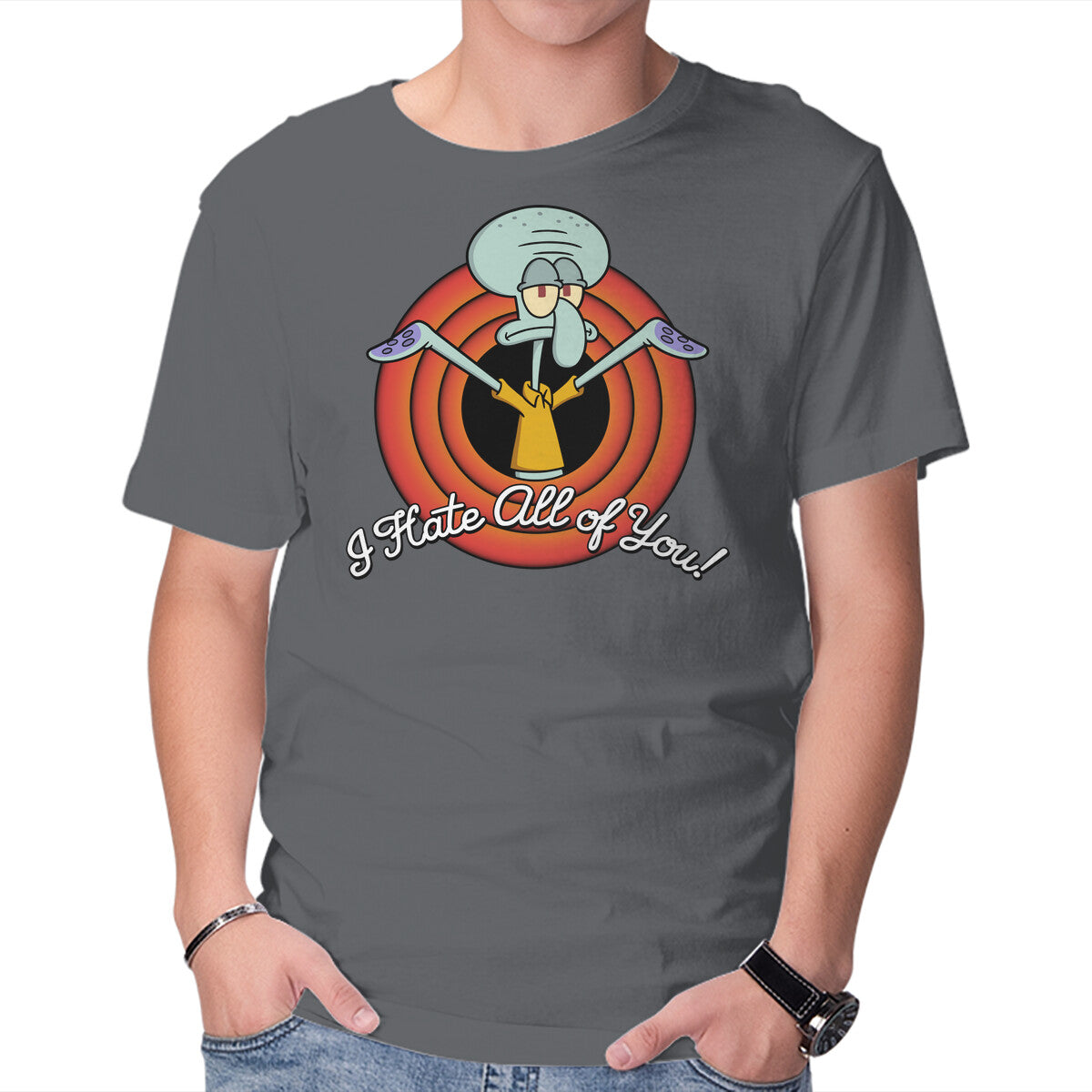 I Hate All Of You Folks – Funny Graphic T-Shirt in charcoal, product display