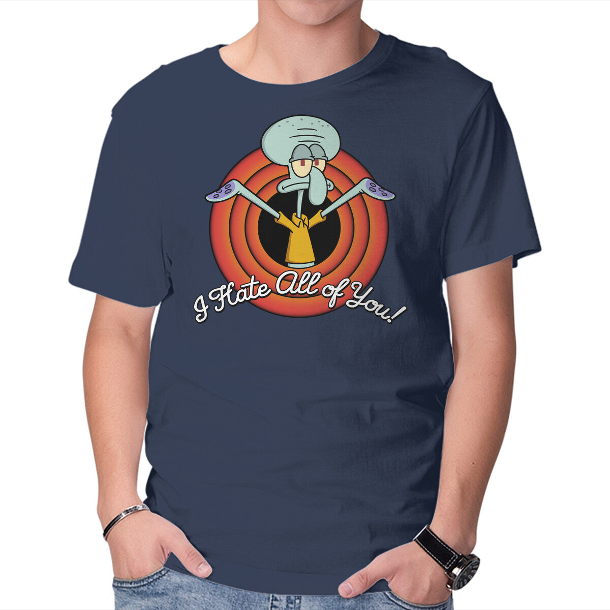 I Hate All Of You Folks – Funny Graphic T-Shirt in navy, product display