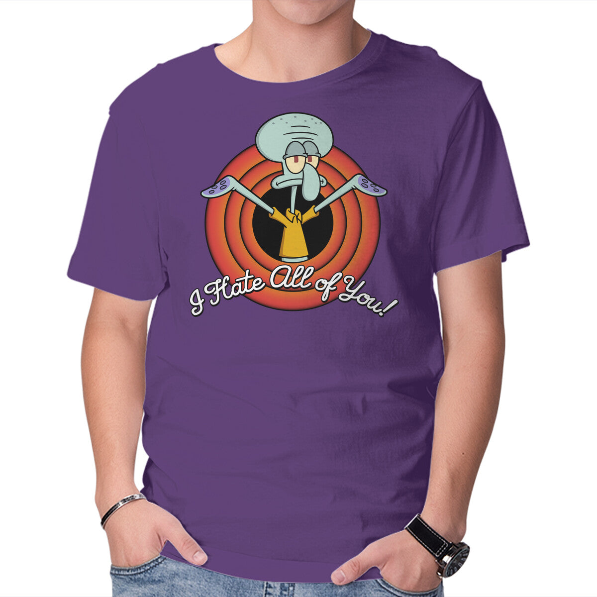 I Hate All Of You Folks – Funny Graphic T-Shirt in purple, product display