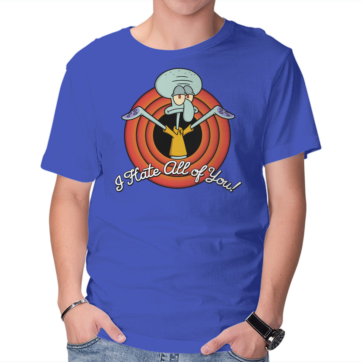 I Hate All Of You Folks – Funny Graphic T-Shirt in royal blue, product display
