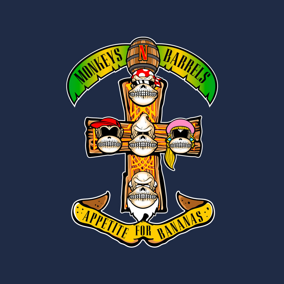 Appetite For Bananas – Music Graphic T-Shirt design artwork for navy graphic T-shirt