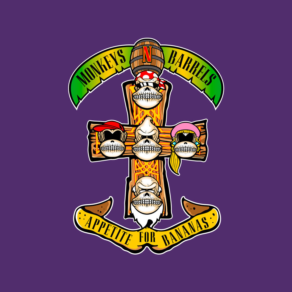 Appetite For Bananas – Music Graphic T-Shirt design artwork for purple graphic T-shirt