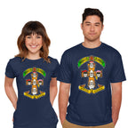Model wearing navy Appetite For Bananas – Music Graphic T-Shirt