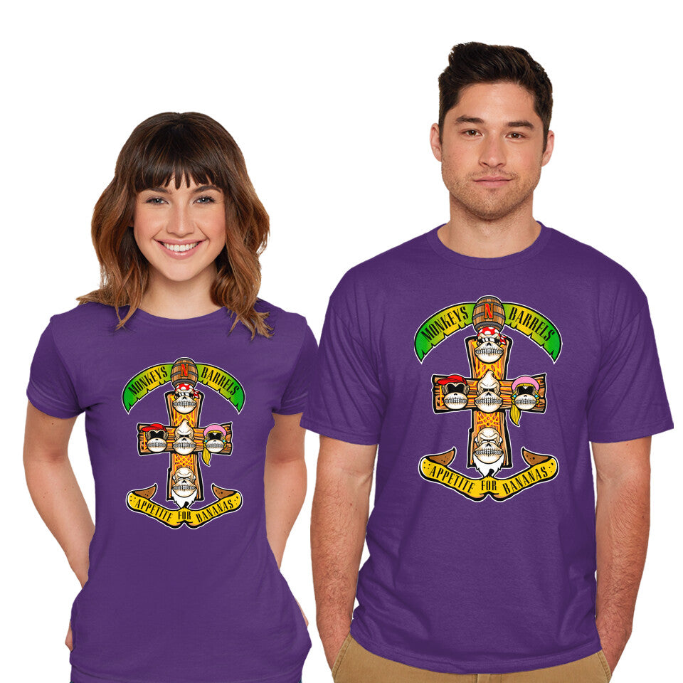 Model wearing purple Appetite For Bananas – Music Graphic T-Shirt