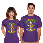 Model wearing purple Appetite For Bananas – Music Graphic T-Shirt