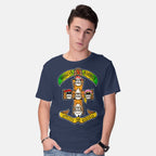 Model wearing navy Appetite For Bananas – Music Graphic T-Shirt