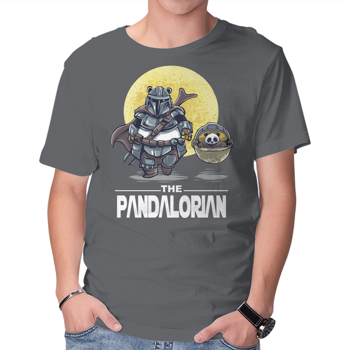 The Pandalorian – Sci-Fi Graphic T-Shirt in charcoal, product display
