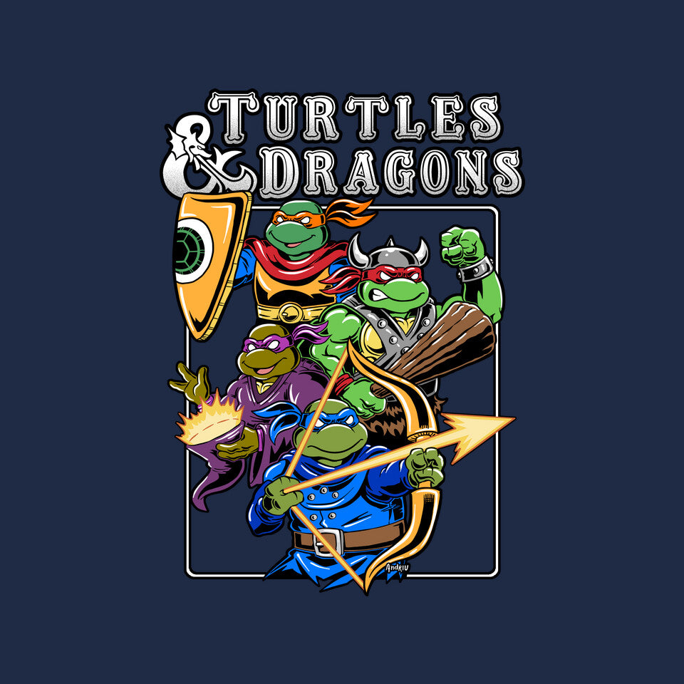 Turtles And Dragons Graphic T-Shirt design artwork for navy graphic T-shirt