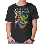 Turtles And Dragons Graphic T-Shirt in black, product display