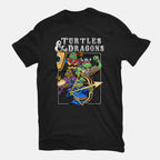 Turtles And Dragons Graphic T-Shirt in black, flat-lay product view