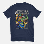 Turtles And Dragons Graphic T-Shirt in navy, flat-lay product view