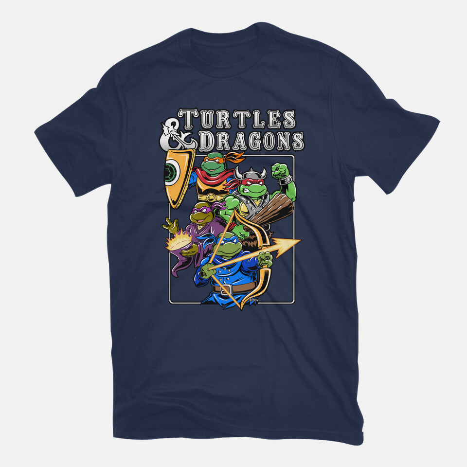 Turtles And Dragons Graphic T-Shirt in navy, flat-lay product view